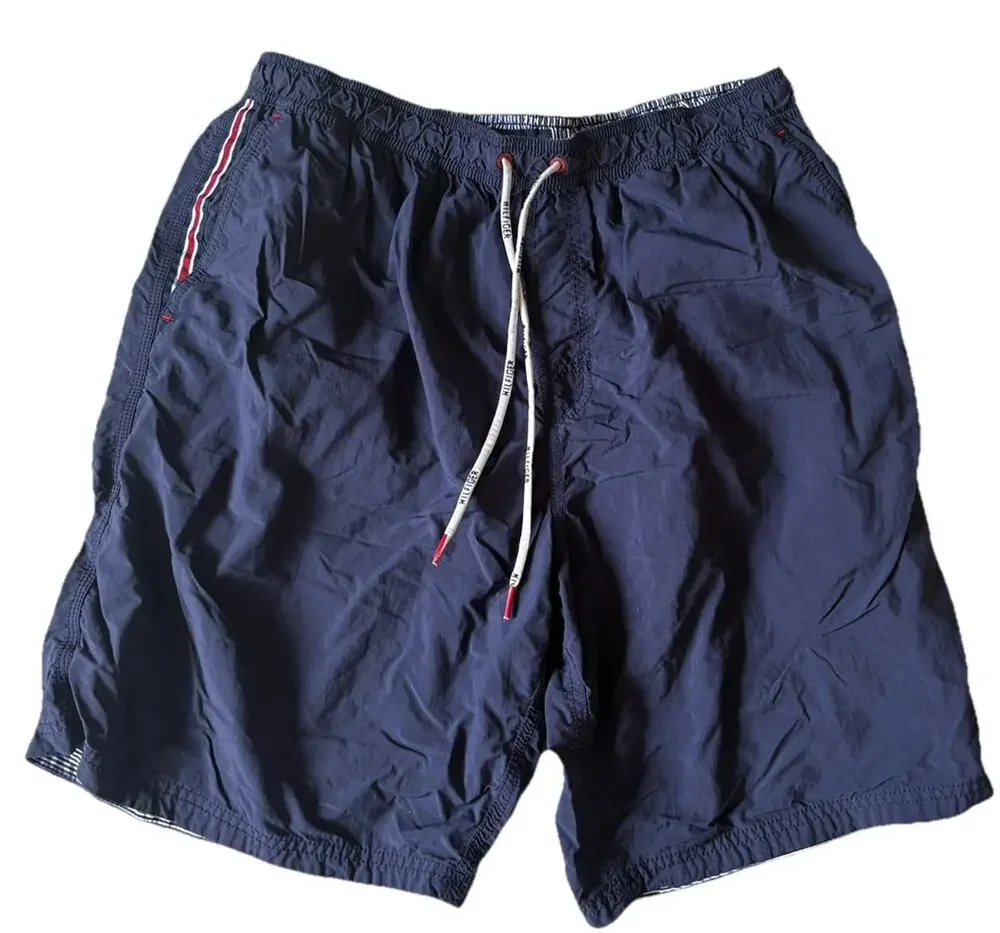 TOMMY HILFIGER Vintage Mens Swim Trunks Drawstring Mesh lining Sz XL Pockets
